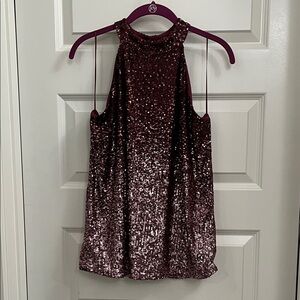 Cable & Gauge Sparkling Maroon Halter Blouse